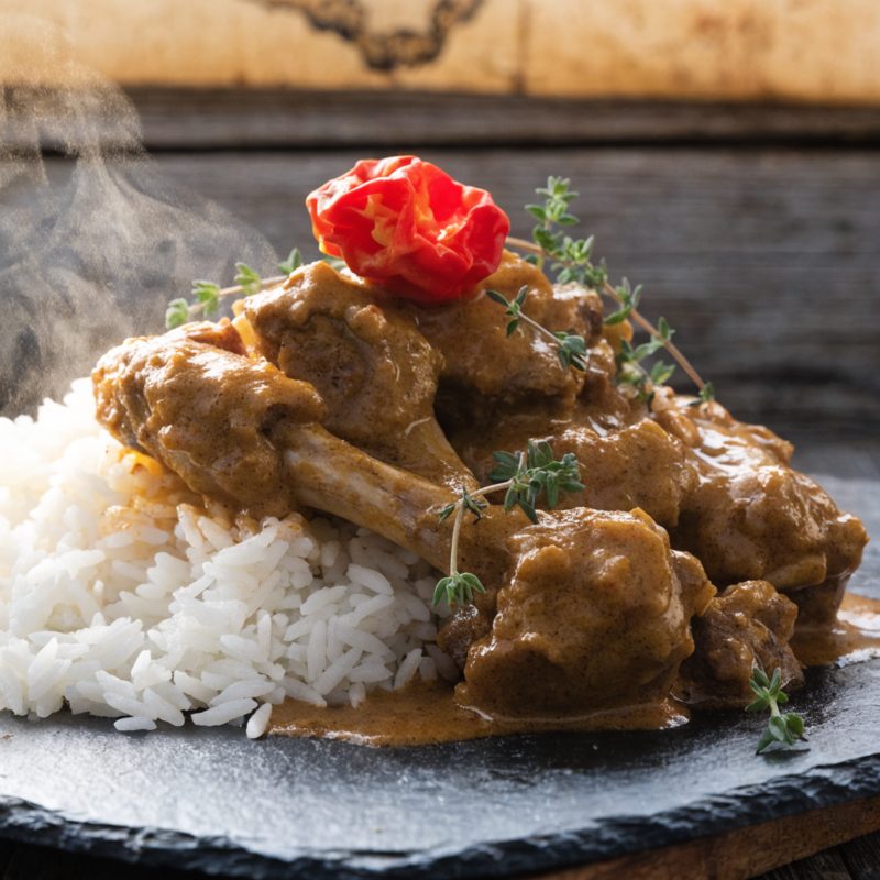 Jerkeez 876 curry goat, slow-cooked in Jamaican spice